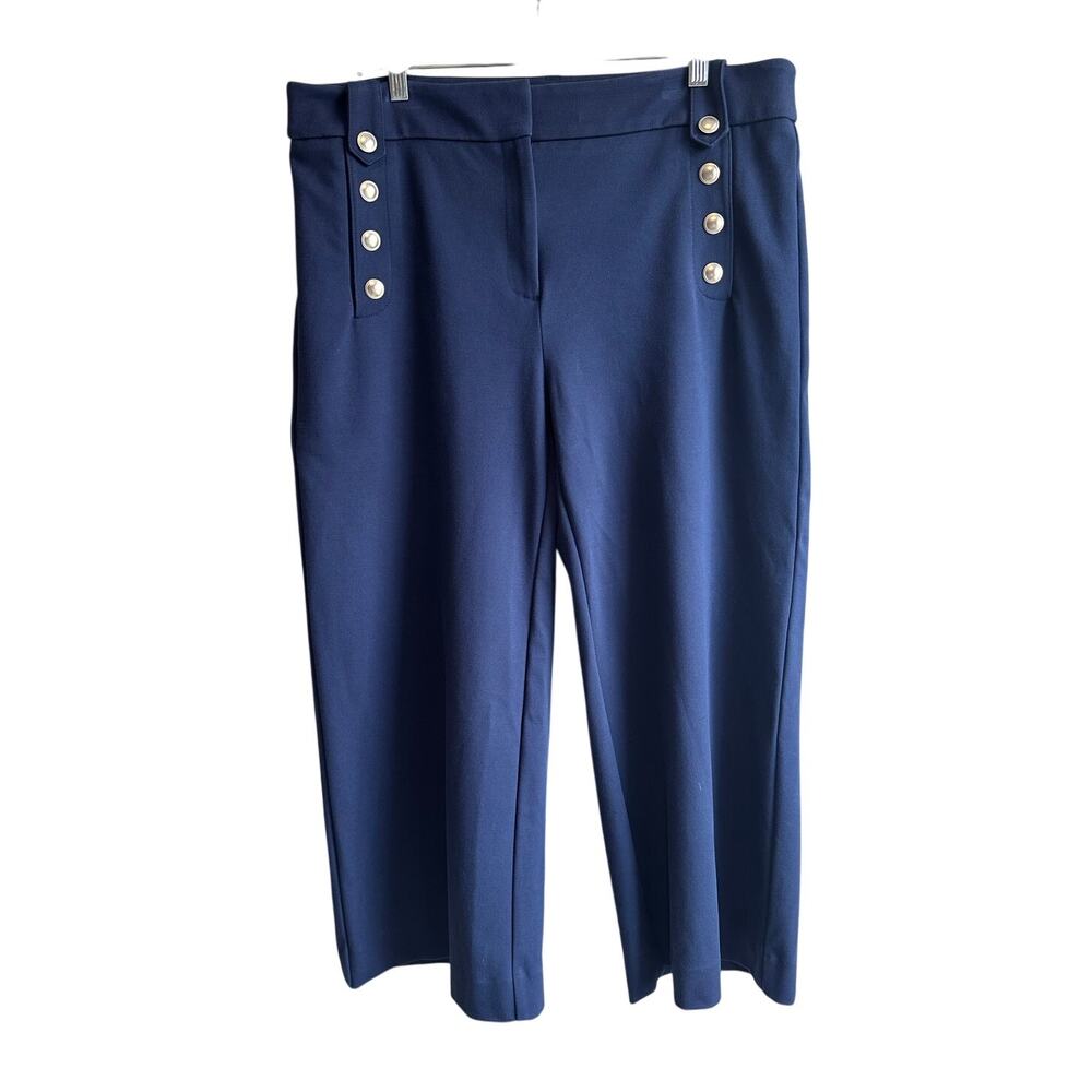 Chico's Button Knit Twill Cropped Pants Navy Blue 3 or US 16